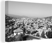 Canvas Schilderij Traditionele daken van Sarajevo in Bosnië en Herzegovina - zwart wit - 60x40 cm - Wanddecoratie
