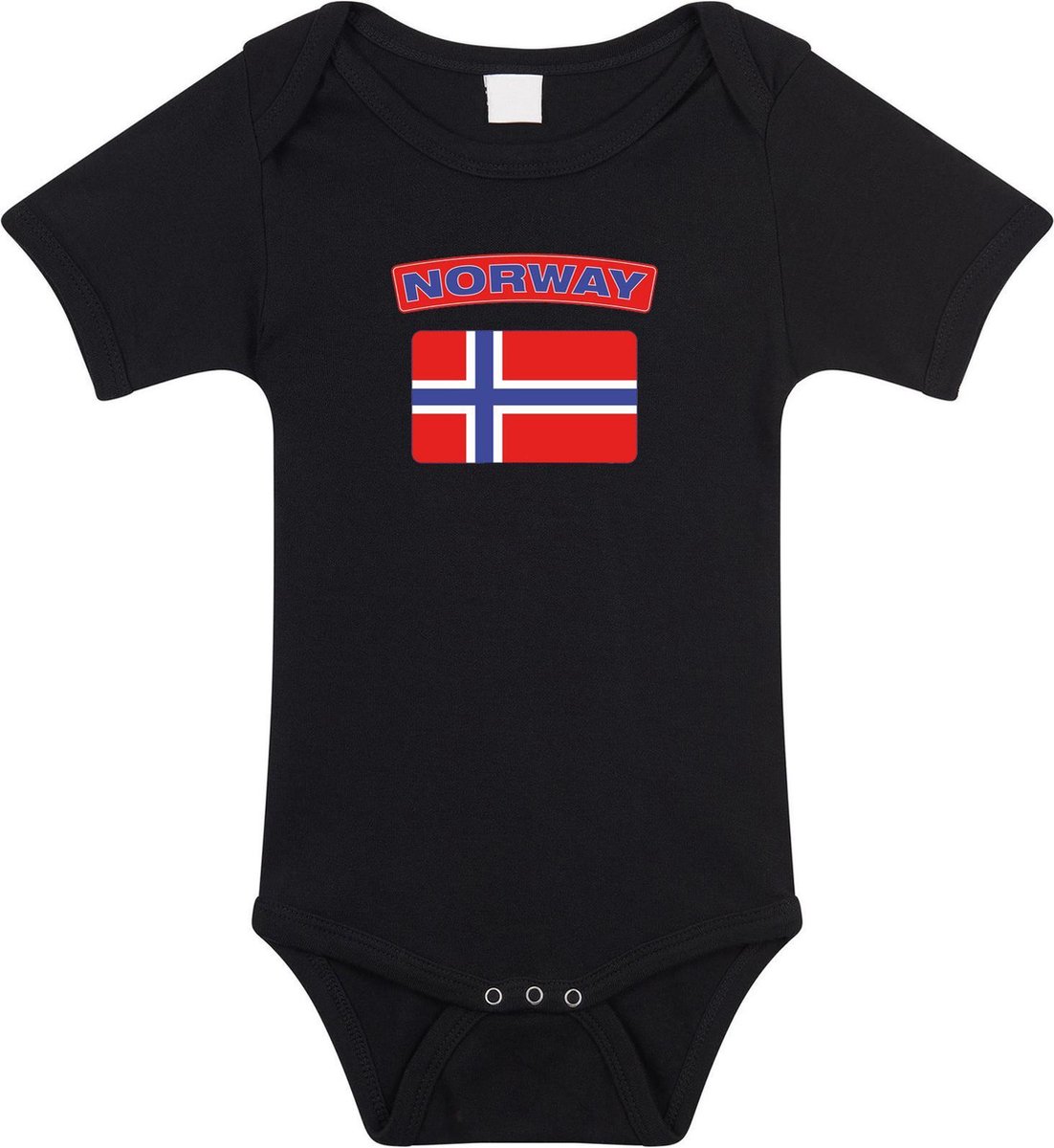 Norway baby rompertje met vlag zwart jongens en meisjes - Kraamcadeau - Babykleding - Noorwegen landen romper 80