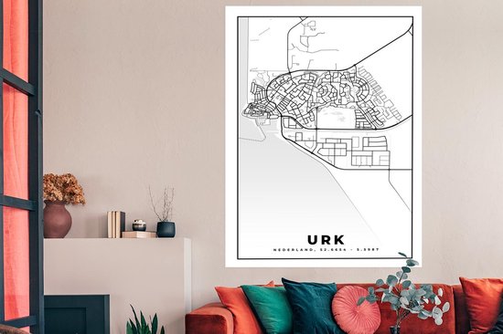 Poster Carte - Urk - Zwart - Wit - 120x180 cm XXL