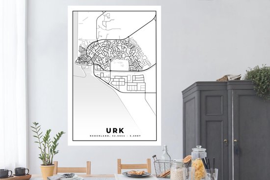 Poster Carte - Urk - Zwart - Wit - 120x180 cm XXL