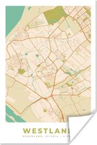 Poster Stadskaart - Westland - Vintage - 20x30 cm - Plattegrond