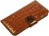Made-NL vijf pasjes (Samsung Galaxy S10 Plus) book case robuuste Lak Zwart Taupe krokodillenprint leer schijfmagneet