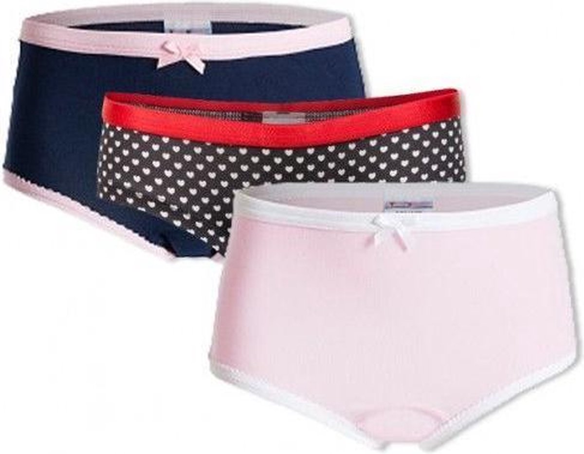 UnderWunder meisjes ondergoed – oefenbroekjes broekplassen – voordeelpakket (set van 3) - Blauw/Roze/Hartjes maat 164