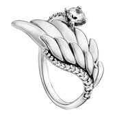 Tracelet - Zilveren Ringen - Ring Vleugel Groot | Met zirkonia | 925 Sterling Zilver - 925 Keurmerk Stempel - 925 Zilver Certificaat - In Leuke Cadeauverpakking