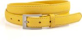 JV Belts Dames riem geel nubuck - dames riem - 2.5 cm breed - Geel - Echt Leer/Nubuck - Taille: 105cm - Totale lengte riem: 120cm