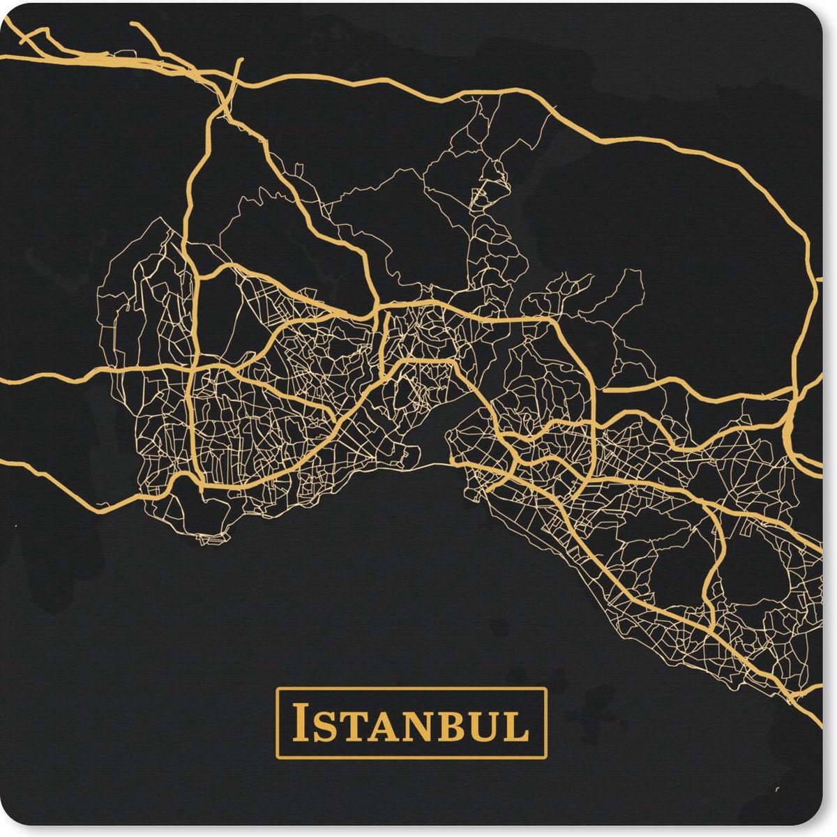 Muismat Klein - Kaart - Istanbul - Goud - Zwart - 20x20 cm
