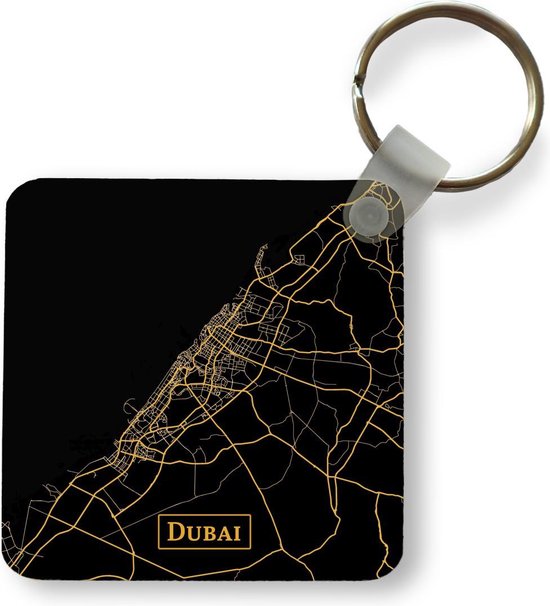 Sleutelhanger - Uitdeelcadeautjes - Kaart - Dubai - Luxe - Goud - Zwart - Plastic