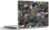 Laptop sticker - 13.3 inch - Bloemen - Toekan - Bladeren - 31x22,5cm - Laptopstickers - Laptop skin - Cover