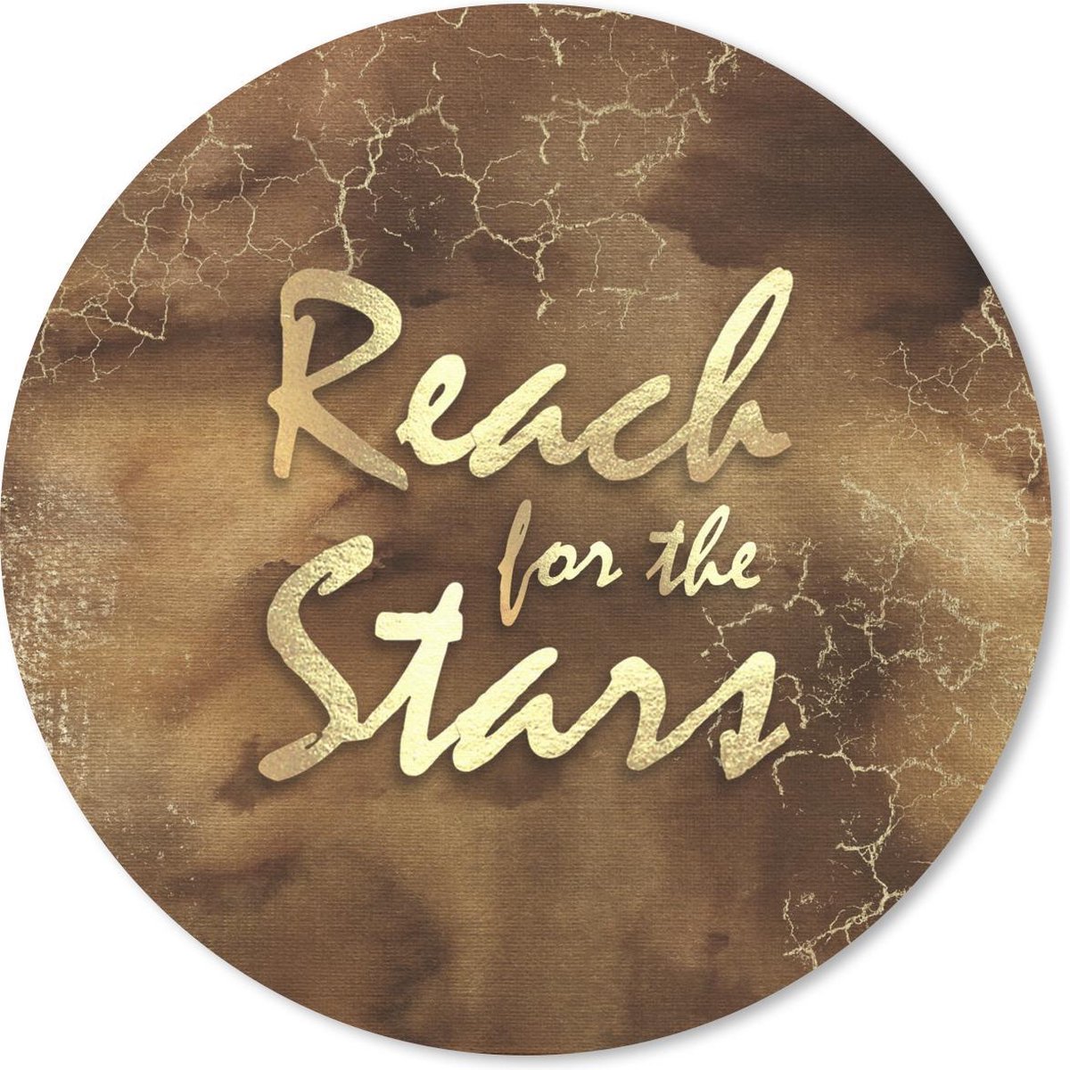 Muismat rond 30x30 cm - Mousepad Quote - Sterren - Bruin - Goud - Ronde muismatten