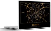 Laptop sticker - 13.3 inch - Kaart - Brussel - Goud - Zwart - 31x22,5cm - Laptopstickers - Laptop skin - Cover