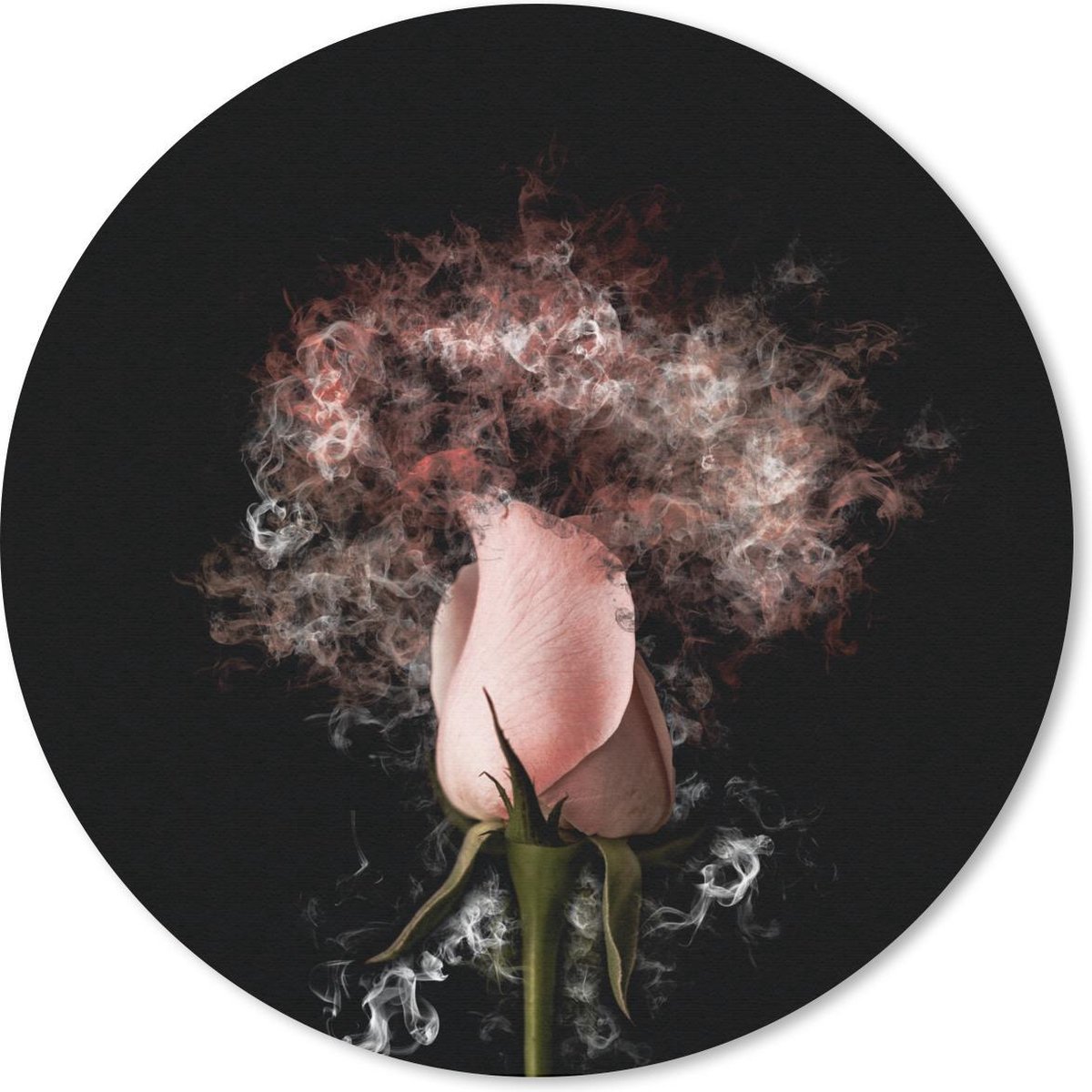 Muismat rond 20x20 cm - Mousepad Rozen - Bloemen - Rook - Roze - Ronde muismatten