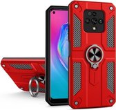 Voor Tecno Camon 16 Premier koolstofvezelpatroon PC + TPU-beschermhoes met ringhouder (rood)