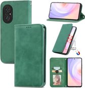 Voor Honor 50 SE Retro Skin Feel Business Magnetische Horizontale Flip Lederen Case met Houder & Kaartsleuven & Portemonnee & Fotolijst (Groen)