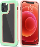 Crystal PC + TPU schokbestendig hoesje voor iPhone 12/12 Pro (Matcha Green + Peach Pink)