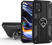 Koolstofvezelpatroon PC + TPU-beschermhoes met ringhouder voor OPPO Realme 7 Pro (zwart)