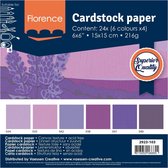 Vaessen Creative Florence Cardstock, Stevig Kaartpapier 216g - Paars, 24 Stuks. 15 x 15 cm