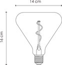 Schematische weergave van een gloeilamp met afmetingen 14 cm breed en 16 cm hoog.