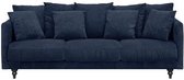 CONSTANCE 4-zits vaste zitbank rechts - Blauwe stof - Classic - L 212 x D 93 cm