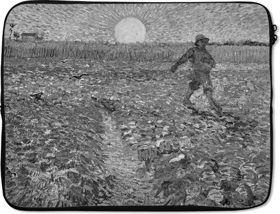 Housse ordinateur 15 pouces 38x29 cm - Vincent van Gogh - Housse Macbook & Laptop Le semeur en noir et blanc - Peinture de Vincent van Gogh - Housse ordinateur portable avec photo