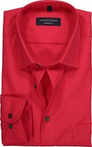 CASA MODA comfort fit overhemd - rood - Strijkvrij - Boordmaat: 45