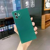 Effen kleur vierkant zacht TPU schokbestendig hoesje voor iPhone 11 Pro (diepgroen)