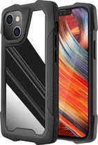 Roestvrijstalen metalen pc-achterkant + TPU Heavy Duty Armor schokbestendig hoesje voor iPhone 13 (spiegelzwart)