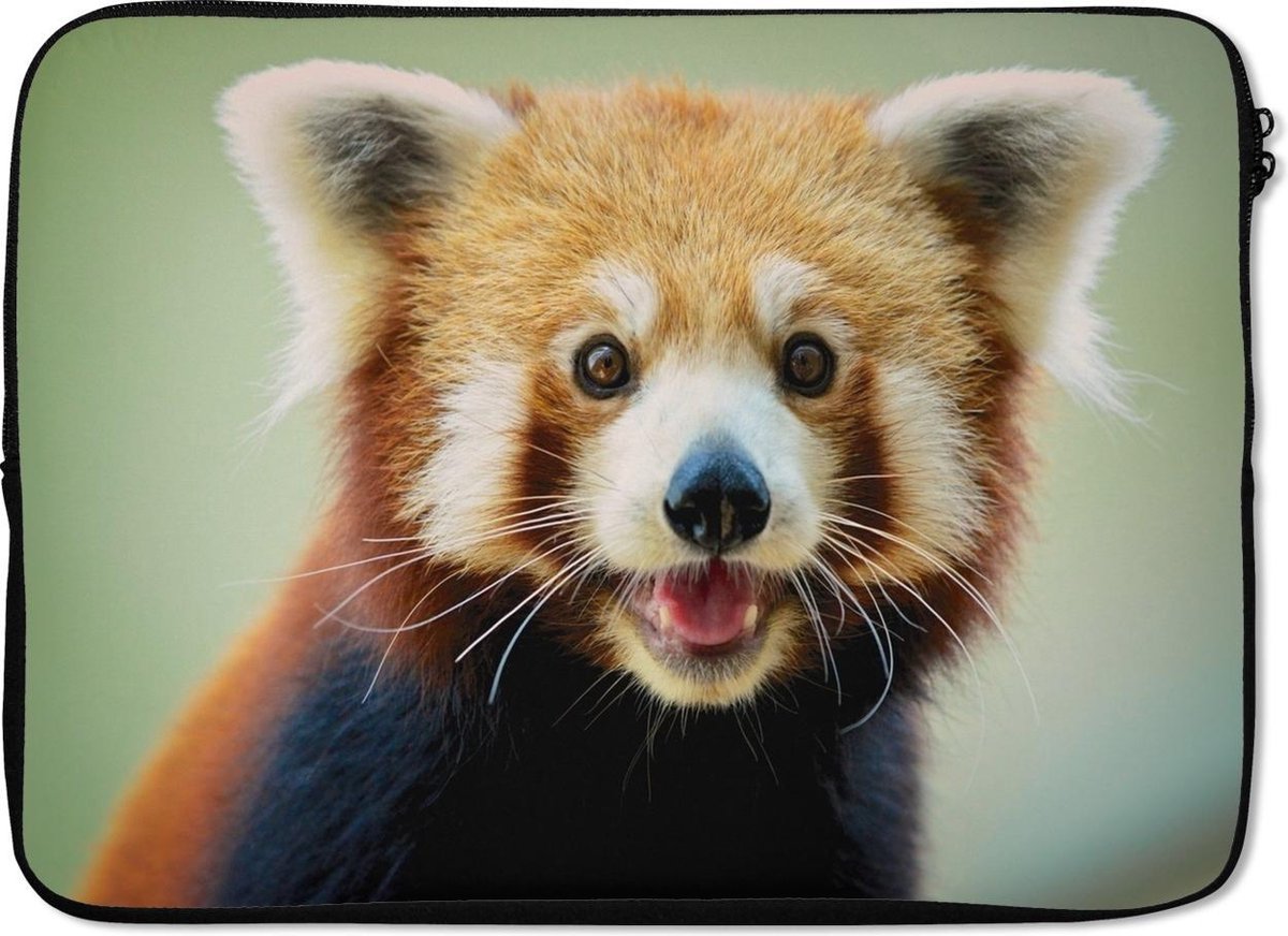 Laptophoes 14 inch 36x26 cm - Rode panda - Macbook & Laptop sleeve Gelukkige rode panda - Laptop hoes met foto