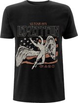 Led Zeppelin Heren Tshirt -2XL- US 1975 Tour Flag Zwart