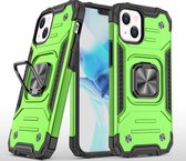 Apple iPhone 13 Pro Hoesje - Mobigear - Armor Ring Serie - Hard Kunststof Backcover - Groen - Hoesje Geschikt Voor Apple iPhone 13 Pro