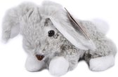 knuffel konijn liggend 14 cm pluche grijs/wit