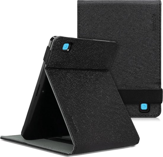 kwmobile e-reader hoesje geschikt voor Kobo Aura Edition 2 hoes - E reader flip case van kunstleer - Ereader cover met handgrip en stand - In zwart van kwmobile — afbeelding 4