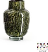 Design Vaas Pearl - Fidrio MOUNTAIN GREEN - glas, mondgeblazen bloemenvaas - diameter 14 cm hoogte 20 cm