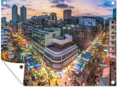 Tuinschilderij Urban - Hong Kong - Licht - 80x60 cm - Tuinposter - Tuindoek - Buitenposter