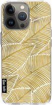 Casetastic Apple iPhone 13 Pro Hoesje - Softcover Hoesje met Design - Tropical Leaves Gold Print