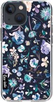 Casetastic Apple iPhone 13 mini Hoesje - Softcover Hoesje met Design - Flowers Navy Print