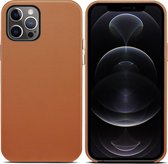 ShieldCase telefoonhoesje geschikt voor Apple iPhone 13 Pro leren hoesje - bruin - Lederen case - Backcover leder - Leren hoesje met harde buttons