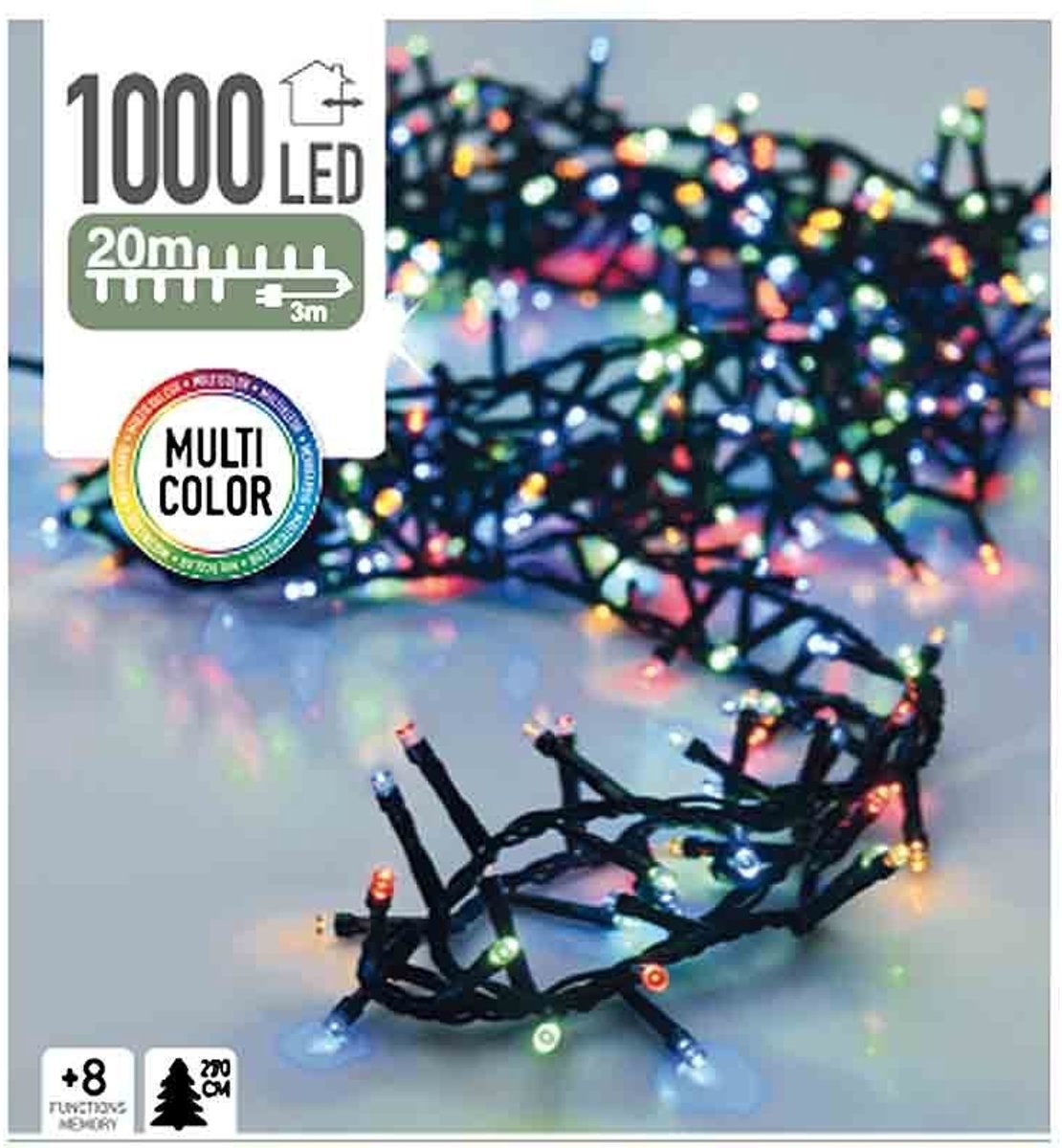 Bol.com Kerstverlichting microcluster - 1000 LED - Multi Color - 20 Meter - 8 Standen aanbieding