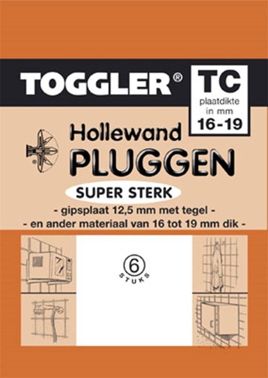 Toggler Hollewandplug TC 16-19 mm - 6 Stuks - Toggler