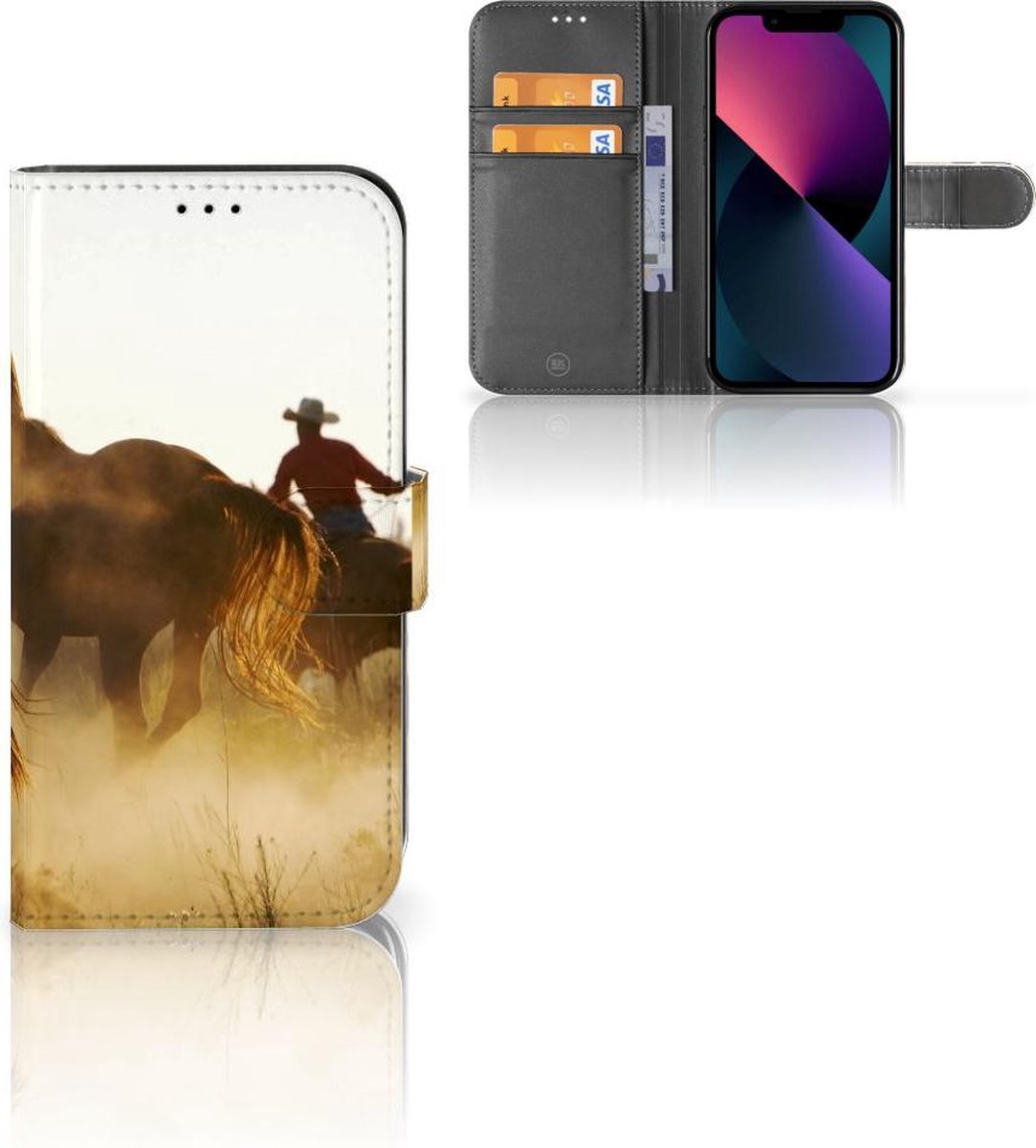 Apple iPhone 13 Telefoonhoesje met Pasjes Design Cowboy