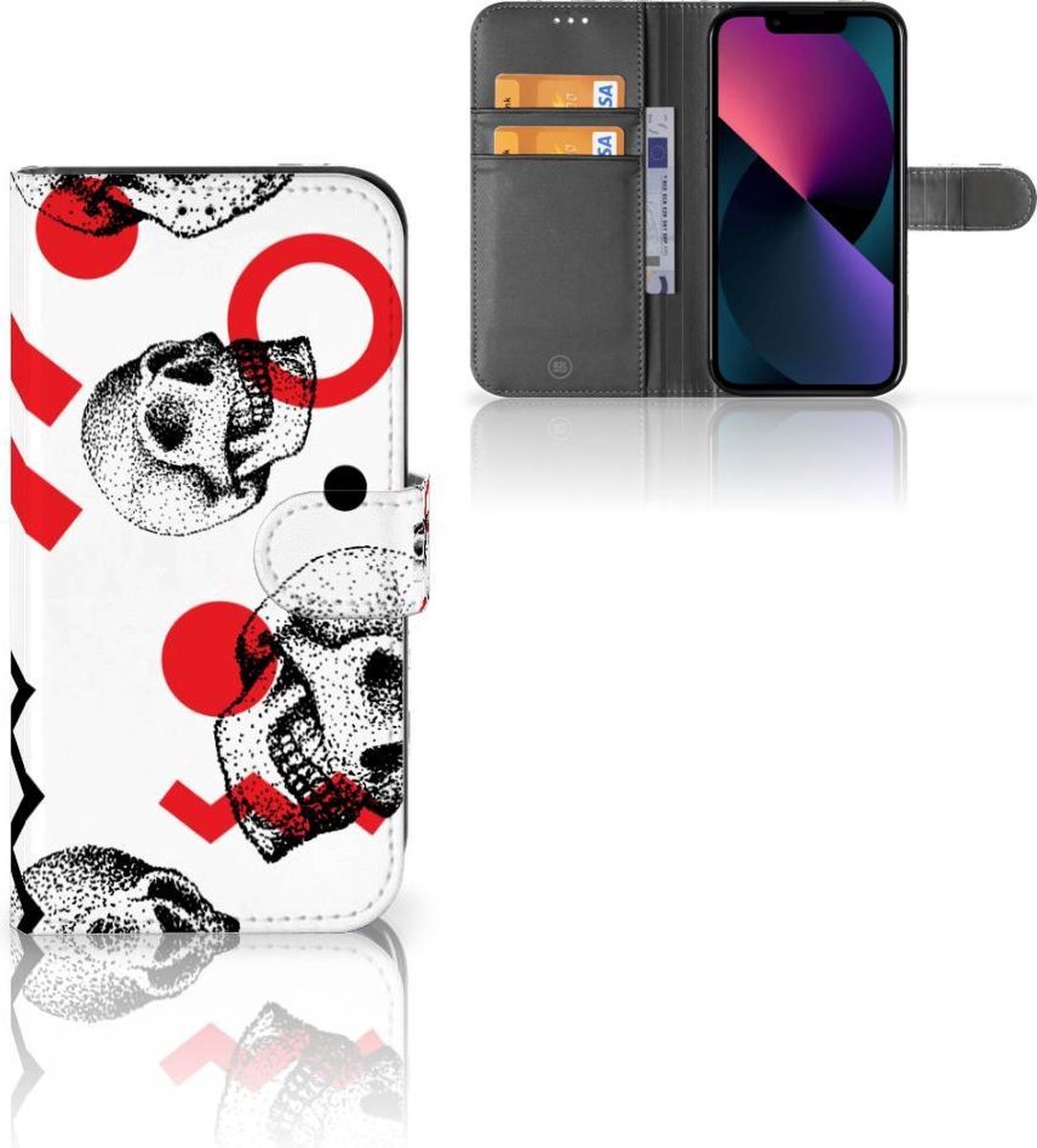 Telefoonhoesje met Naam Apple iPhone 13 Skull Red