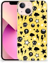 Silicone Back Cover Geschikt voor iPhone13 mini Telefoon Hoesje Punk Yellow