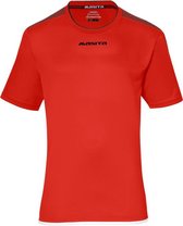 Masita | Sportshirt Heren & Dames Korte Mouw - Sevilla - Lichtgewicht Elastisch Voetbalshirt - Rood-Zwart - 140