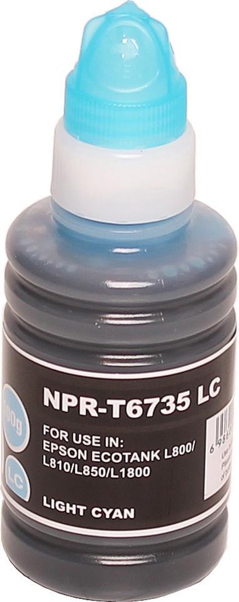 ABC huismerk navulflesje voor Epson T6735 licht cyan geschikt voor EcoTank L800 L801 L805 L810 L850 L1800 Cyan Licht
