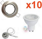 Led-spot kit G U10 verstelbaar 8W rond roestvrij staal (10 stuks) - Koel wit licht - Overig - Aluminium - Pack de 10 - Wit Froid 6000k - 8000k - Inox - SILUMEN