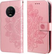 7-bloemblaadjes bloemen reliëfpatroon horizontale flip PU lederen tas met houder & kaartsleuven & portemonnee & fotolijst voor Infinix Note 7/X690 (rosé goud)