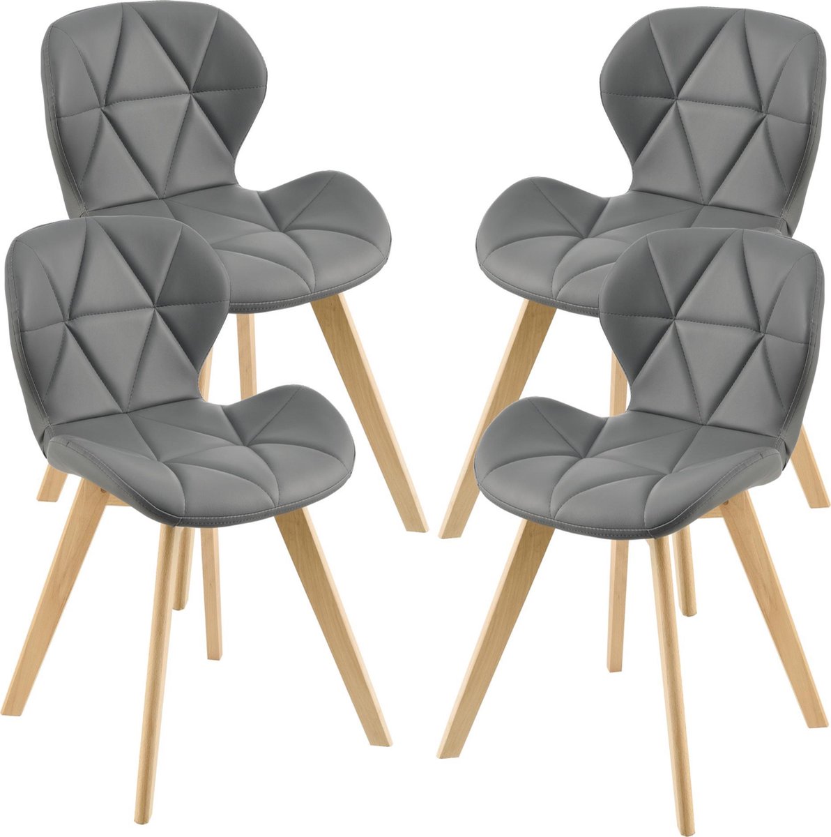 en.casa Eetkamerstoel Almhult 81x57x49 cm set van 4 grijs