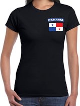 Panama t-shirt met vlag zwart op borst voor dames - Panama landen shirt - supporter kleding XS