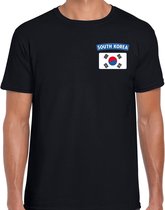 South-Korea t-shirt met vlag zwart op borst voor heren - Zuid-Korea landen shirt - supporter kleding L