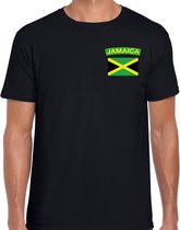 Jamaica t-shirt met vlag zwart op borst voor heren - Jamaica landen shirt - supporter kleding S