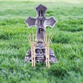 Horror tuin decoratie set kerkhof met grafsteen en skelet handen - Halloween feest decoratie